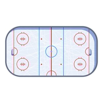Empty ice hockey rink field top view showing markings for a game vector
