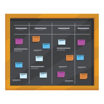 Scrum board showing sprints for agile development team vector