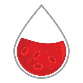 Blood drop showing red blood cells flowing inside vector