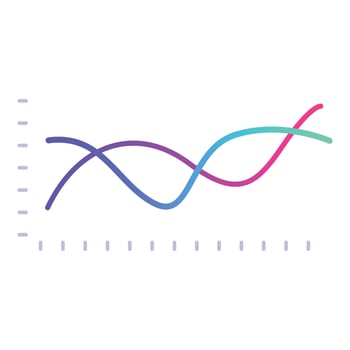 Colorful gradient line graph showing growth over time vector