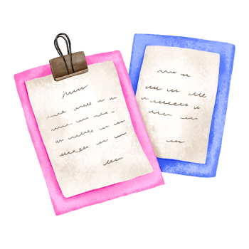 Folder with notes and notes. Back to school. Hand drawn illustration on isolated background png