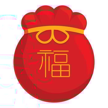 Red chinese lucky money bag with golden knot representing wealth and fortune for the new year vector