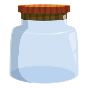 Empty glass jar with wooden lid closing the top vector