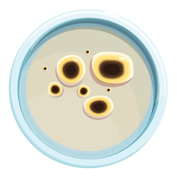 Petri dish showing growing bacteria colonies vector