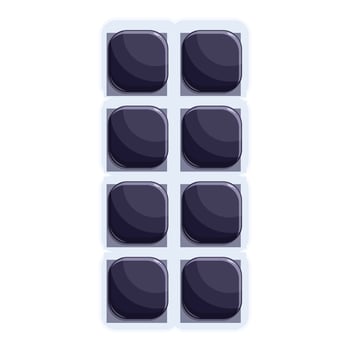 Blister pack containing square black chewing gums is being opened vector