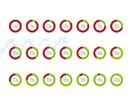 Collection Loading bar status icon. illustration. Set of loaded icons. Download progress. Donload or Upload. vector