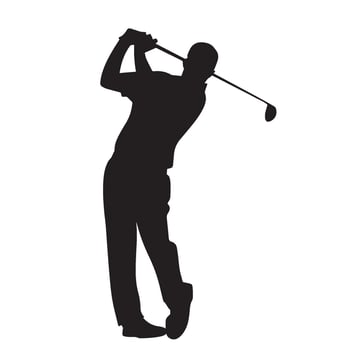 Silhouette of a man playing golf on a white background vector