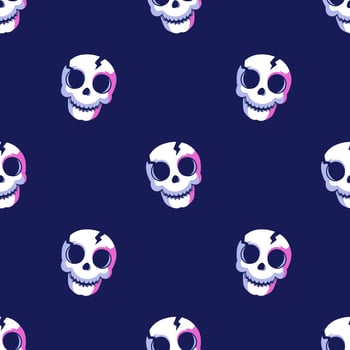 Seamless pattern with cute skulls. Festive background. Halloween. Repeat print vector