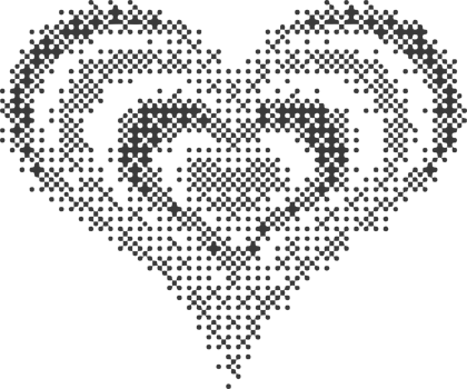 Pixel pattern heart. Bitmap dotted texture symbols of love. Retro design element with color gradation. Y2k grainy digits halftone shape. Valentine day grunge figures png