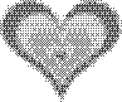 Pixel pattern heart. Bitmap dotted texture symbols of love. Retro design element with color gradation. Y2k grainy digits halftone shape. Valentine day grunge figures png