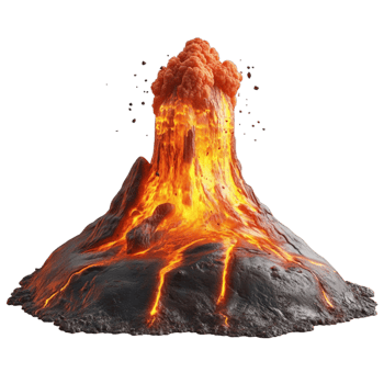 Volcanic Eruption Animation with Fiery Lava Burst png