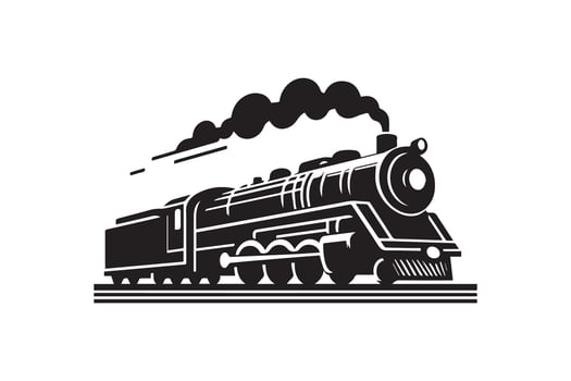 A black and white logo of a steam train vector