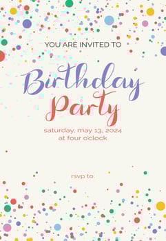 Birthday invitation template with confetti. Flyer, booklet, leaflet concept with flat illustrations. Page cartoon layout for magazine. Anniversary celebration invitation with text. vector