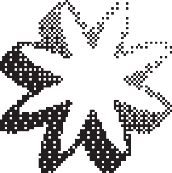 Bitmap pattern star shape. Flower halftone gradient element. Y2k graphic abstract icon. Dither noisy grunge texture. png