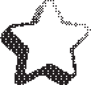 Bitmap pattern star shape. Halftone gradient element. Y2k graphic abstract icon. Dither noisy grunge texture. png