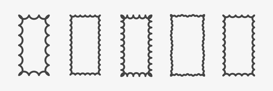 Squiggle frames for text or images. Zigzag border, waves edgy forms vector