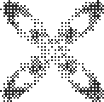 Pixel pattern shape. Textured flower with bitmap Y2k dither gradient. Retro star with old computer game graphic effect. Halftone grunge illustration png