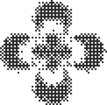 Pixel pattern shape. Textured flower with bitmap Y2k dither gradient. Retro star with old computer game graphic effect. Halftone grunge illustration png