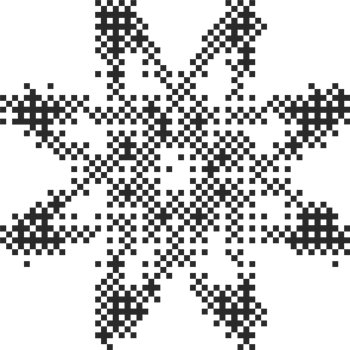 Pixel pattern shape. Textured flower with bitmap Y2k dither gradient. Retro star with old computer game graphic effect. Halftone grunge illustration png