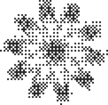 Pixel pattern shape. Textured flower with bitmap Y2k dither gradient. Retro star with old computer game graphic effect. Halftone grunge illustration png