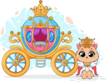Princess Kitty and the Royal Carriage. A Majestic Scene vector