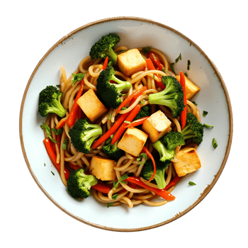 Noodles with veggies and chicken png