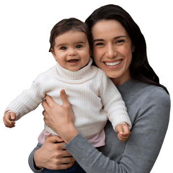 A woman holding a baby and smiling png