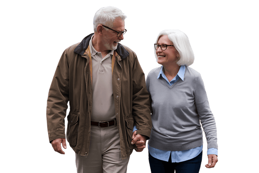 An older couple walking together png
