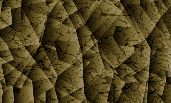 Abstract mosaic triangle polygonal iridescent shapes. yellow gold crack background. vector