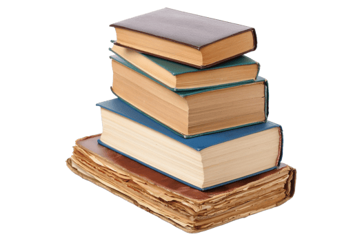 A Pile of books is isolated in a transparent background. png