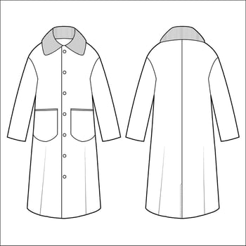 Template women overcoat illustration flat design outline clothing collection outerwear vector