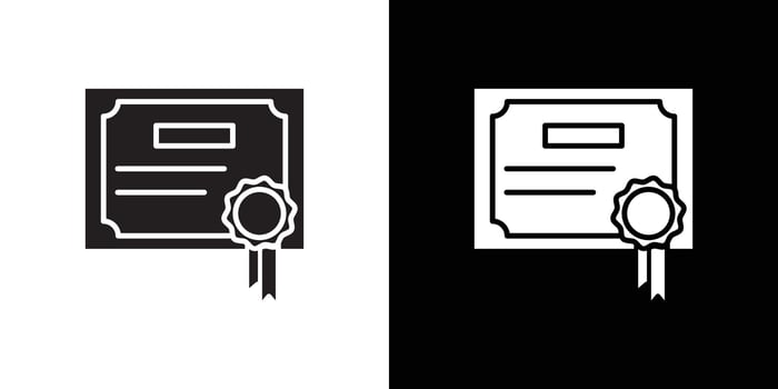 Certificate icon flat thin line illustration vector