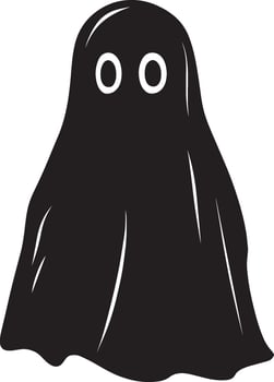 Little kid wearing Ghost sheet costume silhouette black vector