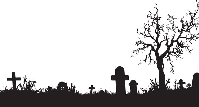 Old cemetery halloween background simple silhouette black vector