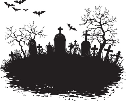 Old cemetery halloween background clean simple black vector