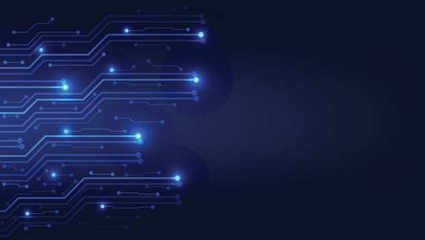 abstract technology background with circuit board and blue light vector