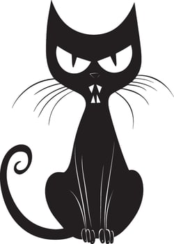hissing black cat of a frightened, halloween clean simple black vector