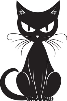 hissing frightened cat, halloween clean simple black vector