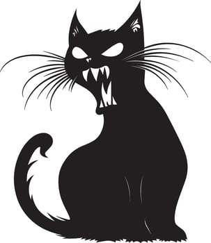 frightened cat halloween silhouette black vector