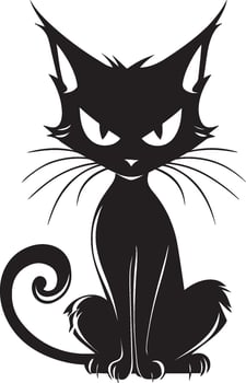 Scary Halloween cat silhouette black vector