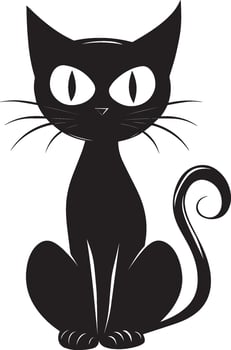 frightened cat halloween clean simple black vector