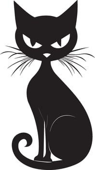 Scary Halloween cat clean simple black vector