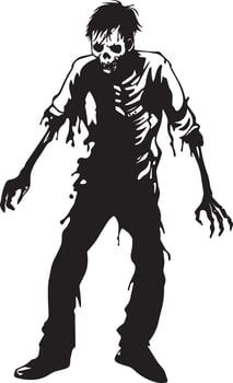 Halloween zombie simple silhouette black vector