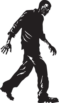 Halloween walking zombie clean simple black vector