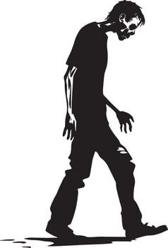 Halloween walking zombie clean simple black vector