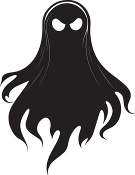 halloween Cartoon ghost clean simple silhouette black vector