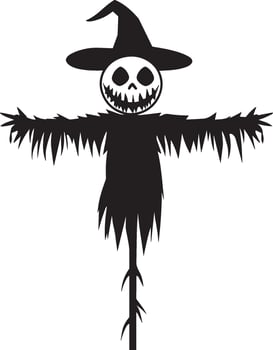Cute Halloween Scarecrow clean simple black vector