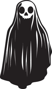 halloween Cartoon ghost clean simple silhouette black vector