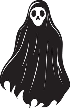 halloween Cartoon ghost clean simple silhouette black vector