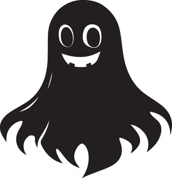 cute halloween ghost linear black vector